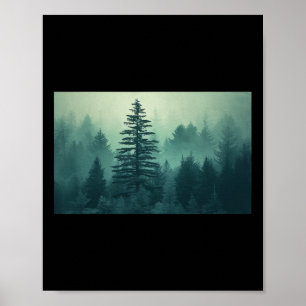 Night Nature Trees Outdoor Forest Green Mountains Poster