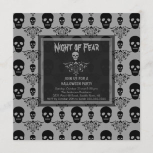 Night of Fear SKULL Halloween Party Invitation