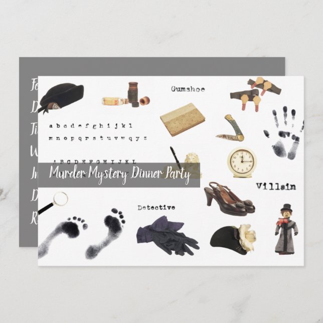 Night of Murder Mystery Who Done It Dinner Party Invitation (Front/Back)