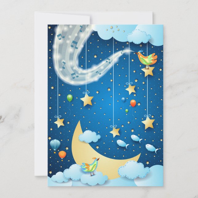 Night of music and big moon invitation (Front)
