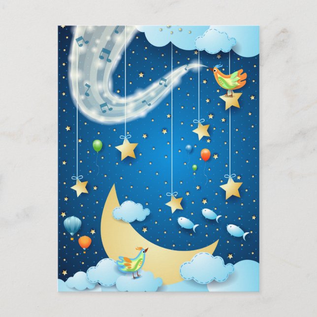 Night of music and big moon postcard (Front)