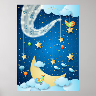 Night of music and big moon poster