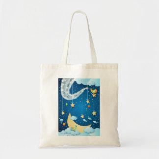 Night of music and big moon tote bag