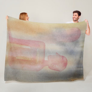 Night Of Red Moon Watercolor Print Fleece Blanket