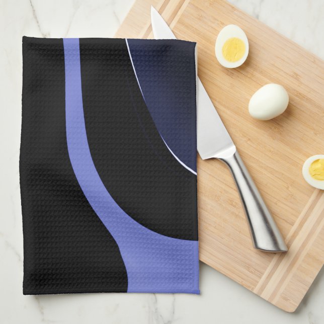 Night of the Comet: Abstract Blue, Purple & Black Tea Towel (Quarter Fold)