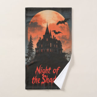 Night of the Shadows -  Retro Haunted House Design Hand Towel