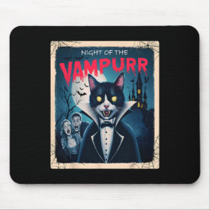Night Of The Vampurr Funny Black Cat Dark Humour H Mouse Pad