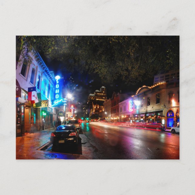 Night on 6th Street - Austin Texas Postcard (Front)
