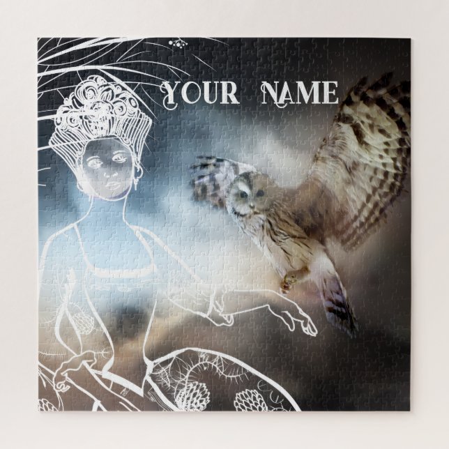 Night Owl and Lady Jigsaw Puzzle (Vertical)
