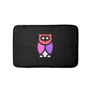 Night Owl, Beautiful Pink & Red, Abstract Pop Art Bath Mat