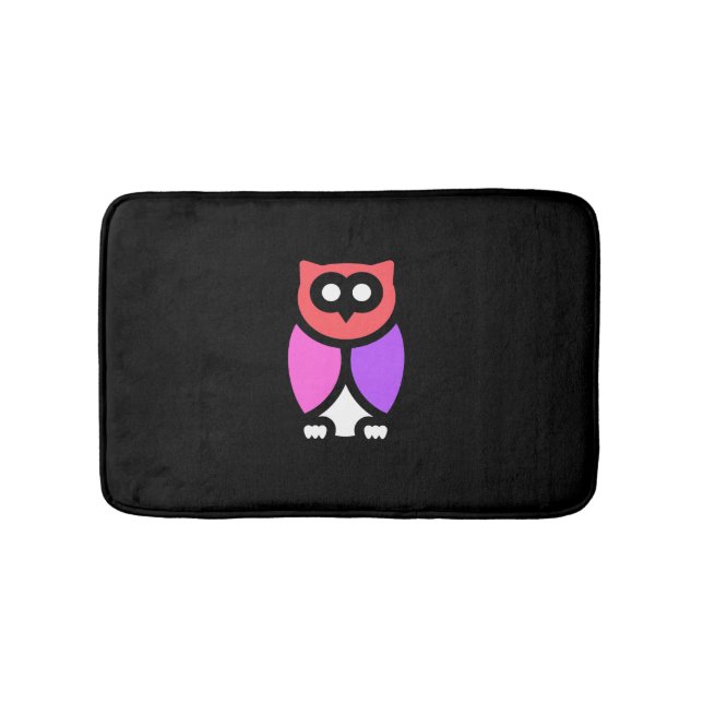 Night Owl, Beautiful Pink & Red, Abstract Pop Art Bath Mat (Front)
