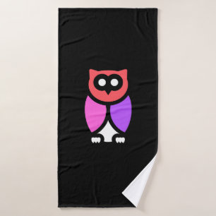 Night Owl, Beautiful Pink & Red, Abstract Pop Art Bath Towel