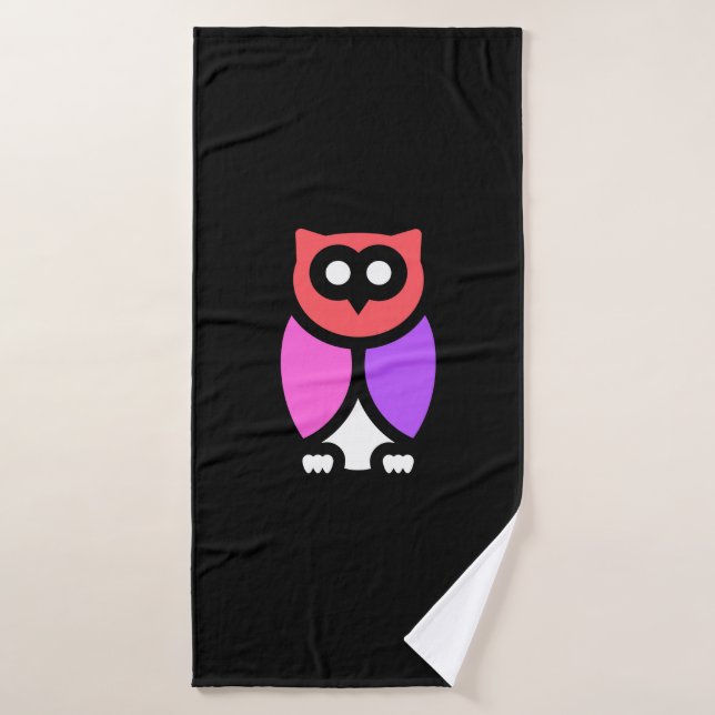 Night Owl, Beautiful Pink & Red, Abstract Pop Art Bath Towel (Bath Towel)