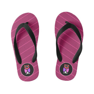 Night Owl, Beautiful Pink & Red, Abstract Pop Art Kid's Jandals