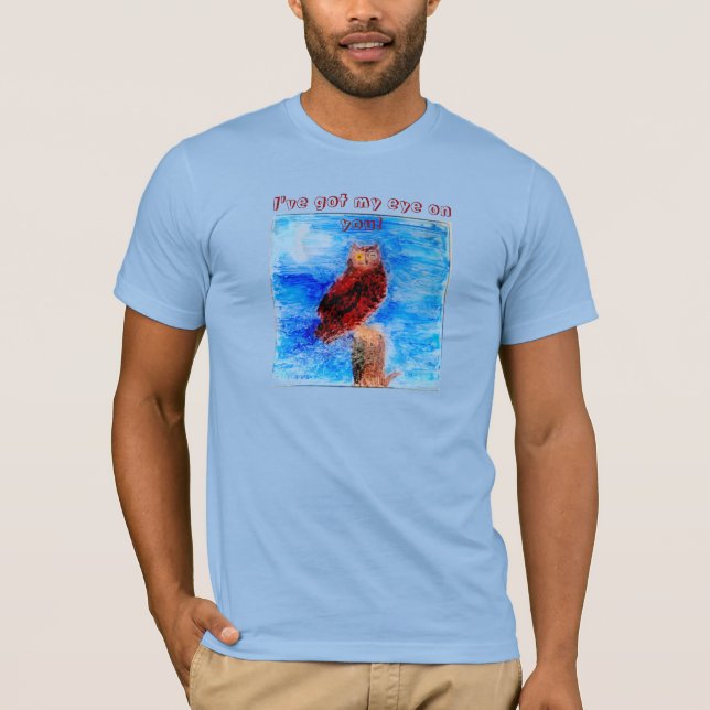 Night Owl Bird Art Funny T-Shirt (Front)