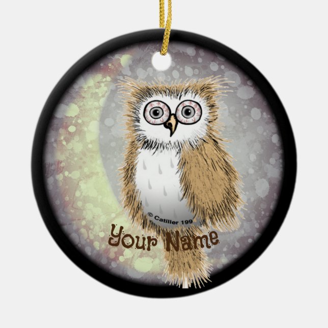 Night Owl  Ceramic Tree Decoration (Front)
