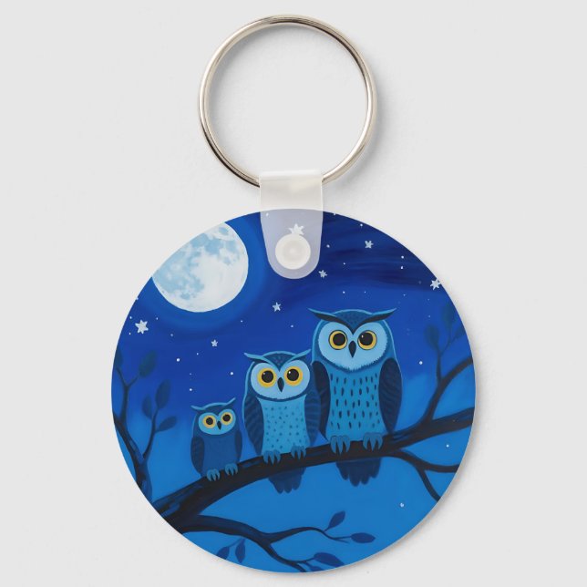 Night Owl Family Moonlit Sky Key Ring (Front)