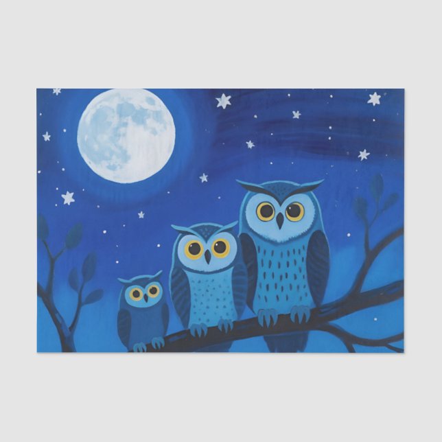 Night Owl Family Moonlit Sky Tissue Paper (Front)