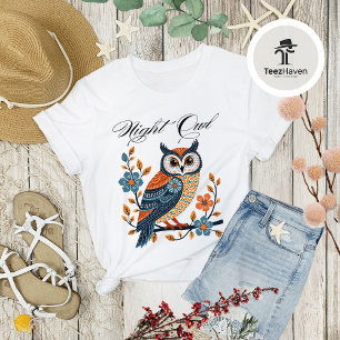 Night Owl Folk Art T-Shirt – Unique T-shirt Tri-Blend Shirt