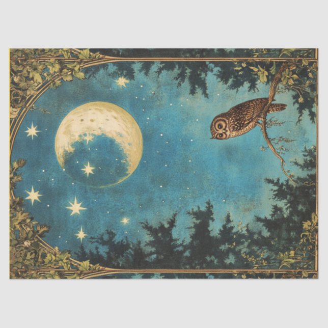 NIGHT OWL FULL MOON AND STARRY NIGHT TISSUE PAPER (Front)