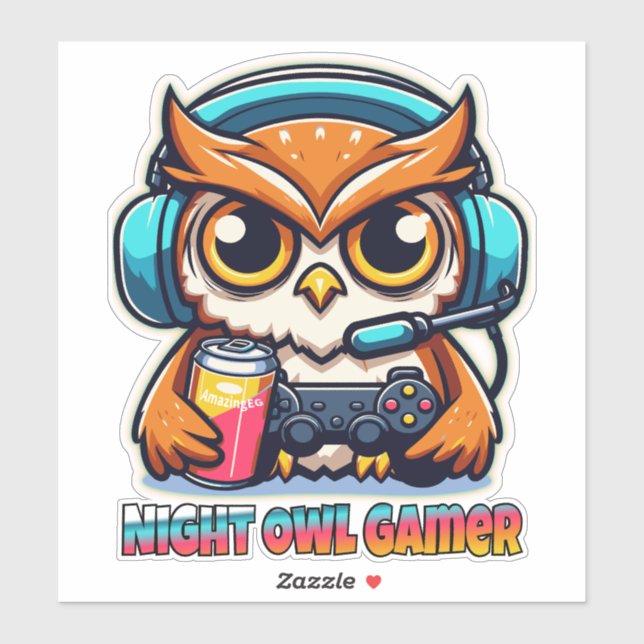 Night Owl Gamer Mascot Fun Gaming Illustration (Sheet)