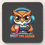 Night Owl Gamer Mascot Fun Gaming Illustration Coaster<br><div class="desc">Elevate your gaming station with the "Night Owl Gamer" design, a premium illustration brought to you by AmazingEG. This artwork is tailor-made for the dedicated player who thrives in the quiet hours of the night. Featuring a highly detailed owl mascot, this design blends the wisdom and nocturnal nature of the...</div>