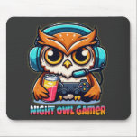 Night Owl Gamer Mascot Fun Gaming Illustration Mouse Pad<br><div class="desc">Elevate your gaming station with the "Night Owl Gamer" design, a premium illustration brought to you by AmazingEG. This artwork is tailor-made for the dedicated player who thrives in the quiet hours of the night. Featuring a highly detailed owl mascot, this design blends the wisdom and nocturnal nature of the...</div>