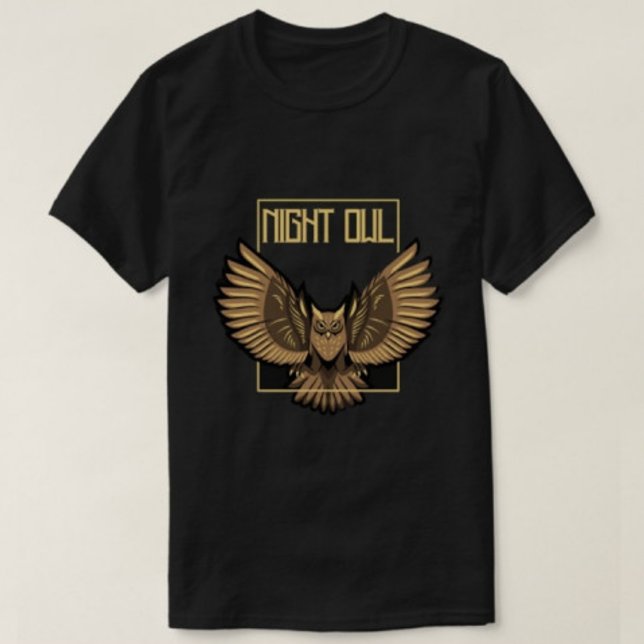 Night Owl Printed Modern black Men's tshirts  (Creator Uploaded)