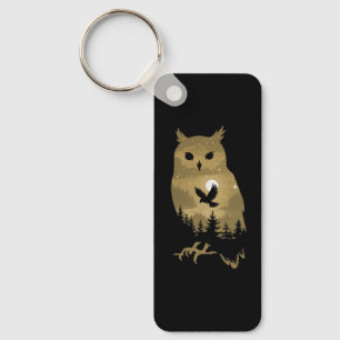 Night Owl Silhouette Key Ring