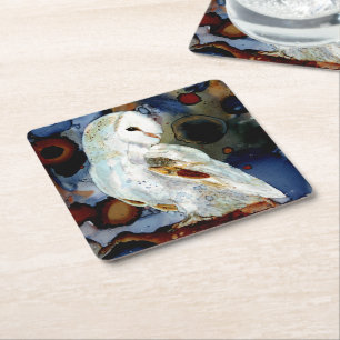 Night Owl Square Paper Coaster