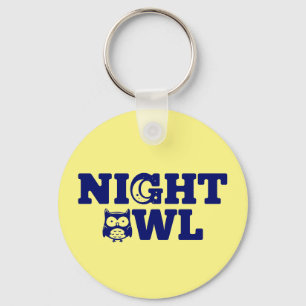 Night Owl Typography - Evening Person's Key Ring