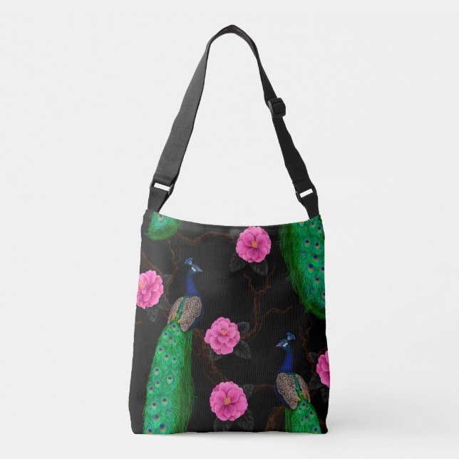 Night peacock garden crossbody bag (Front)