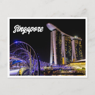 Night Photo of Singapore Postcard