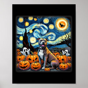 Night Pitbull Halloween Poster