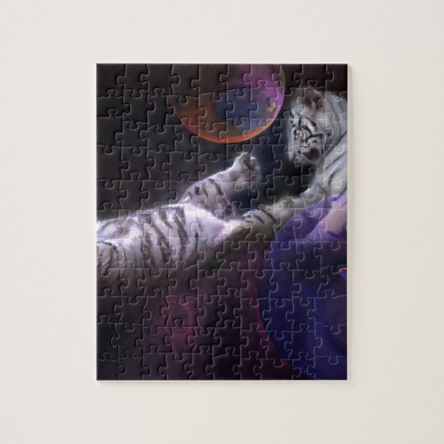 Night Play white tigers Jigsaw Puzzle (Vertical)