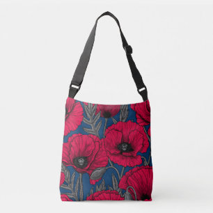 Night poppy garden crossbody bag