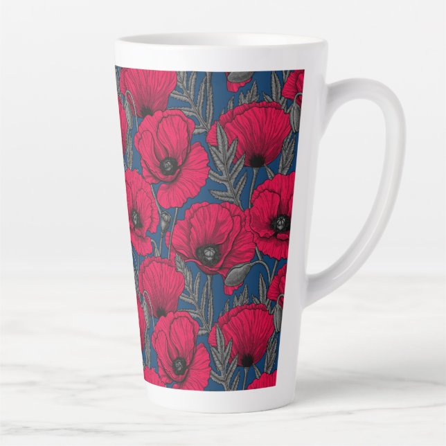 Night poppy garden latte mug (Right)