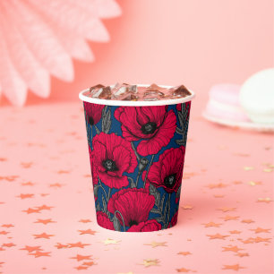 Night poppy garden paper cups