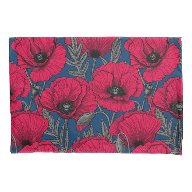 Night poppy garden pillowcase (Front)