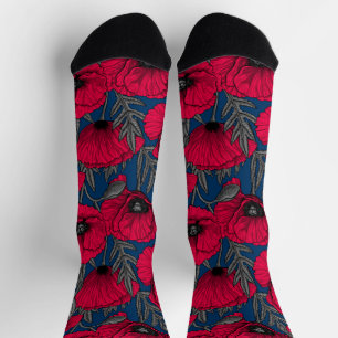 Night poppy garden socks