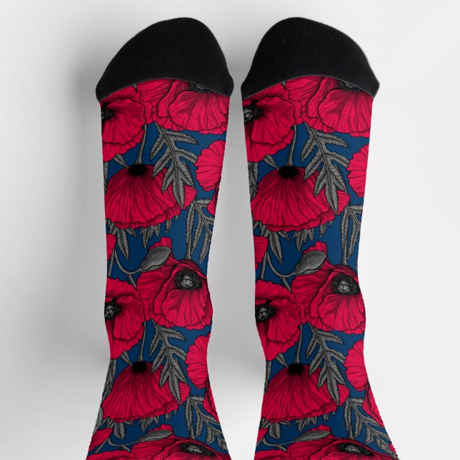 Night poppy garden socks (Top)