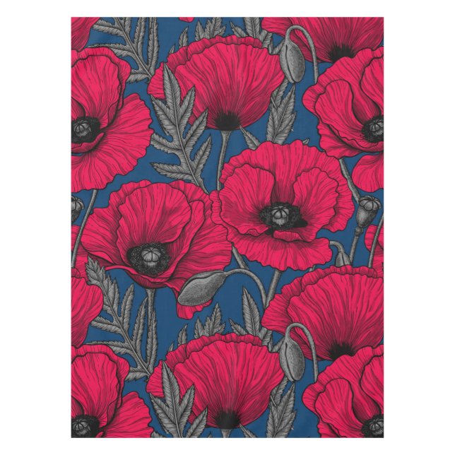 Night poppy garden tablecloth (Front)
