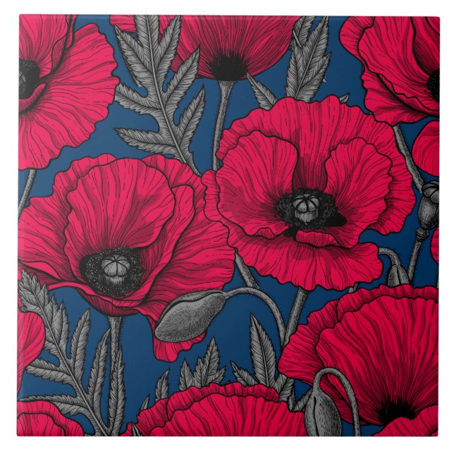 Night poppy garden tile (Front)