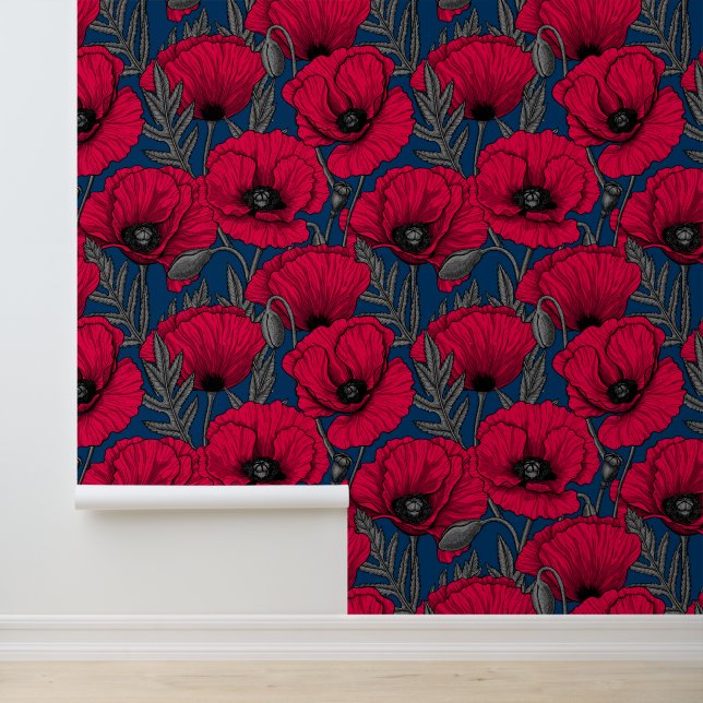 Night poppy garden wallpaper (Application)