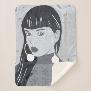 Night Portrait Glance Sherpa Blanket