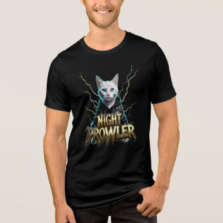 Night Prowler Glowing Cat Lightning T-Shirt Tri-Blend Shirt
