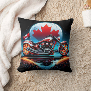 Night ride beneath the Canadian flag Cushion