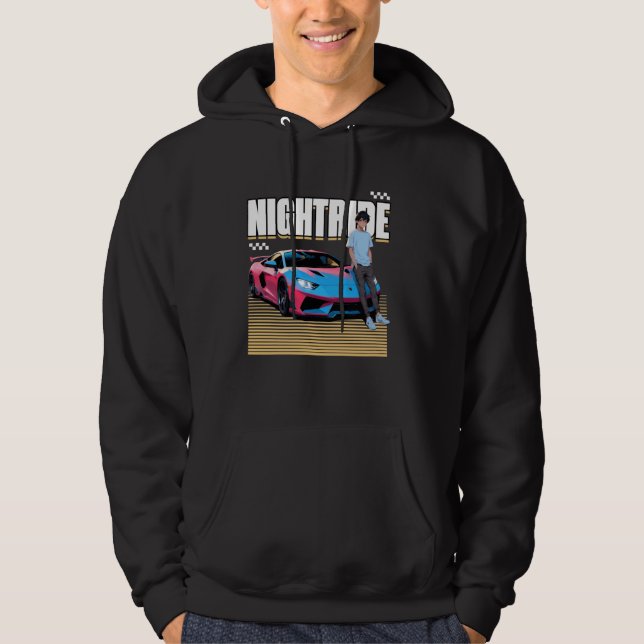 Night Ride Japanese Supercar Night Ride Design Hoodie (Front)