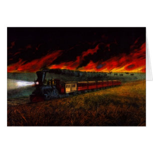 Night Ride on Prairie Train Railroad Travel Card