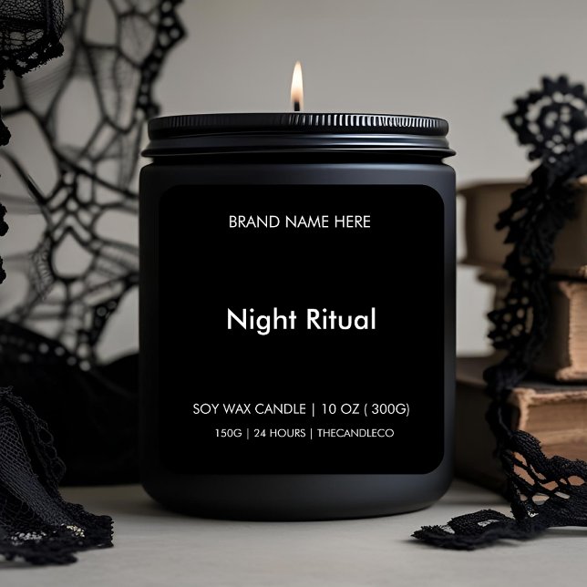 Night Ritual Candle | Minimalist Black & White Square Sticker (Creator Uploaded)